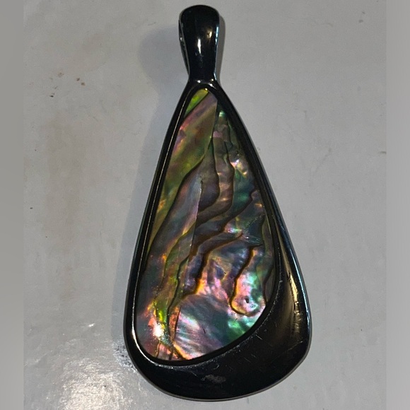 OYSTER BAR Retired LIA SOPHIA Slide Pendant for a necklace Hematite & Abalone 🥰 - Picture 6 of 13